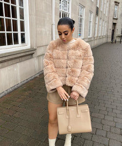 BEIGE FAUX FUR COAT – bymollie