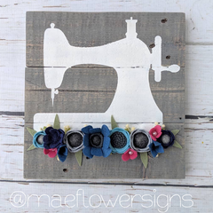 handmade sewing machine wooden sign