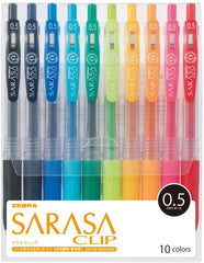 Zebra Sarasa Colored Gel Clip Ballpoint Pens