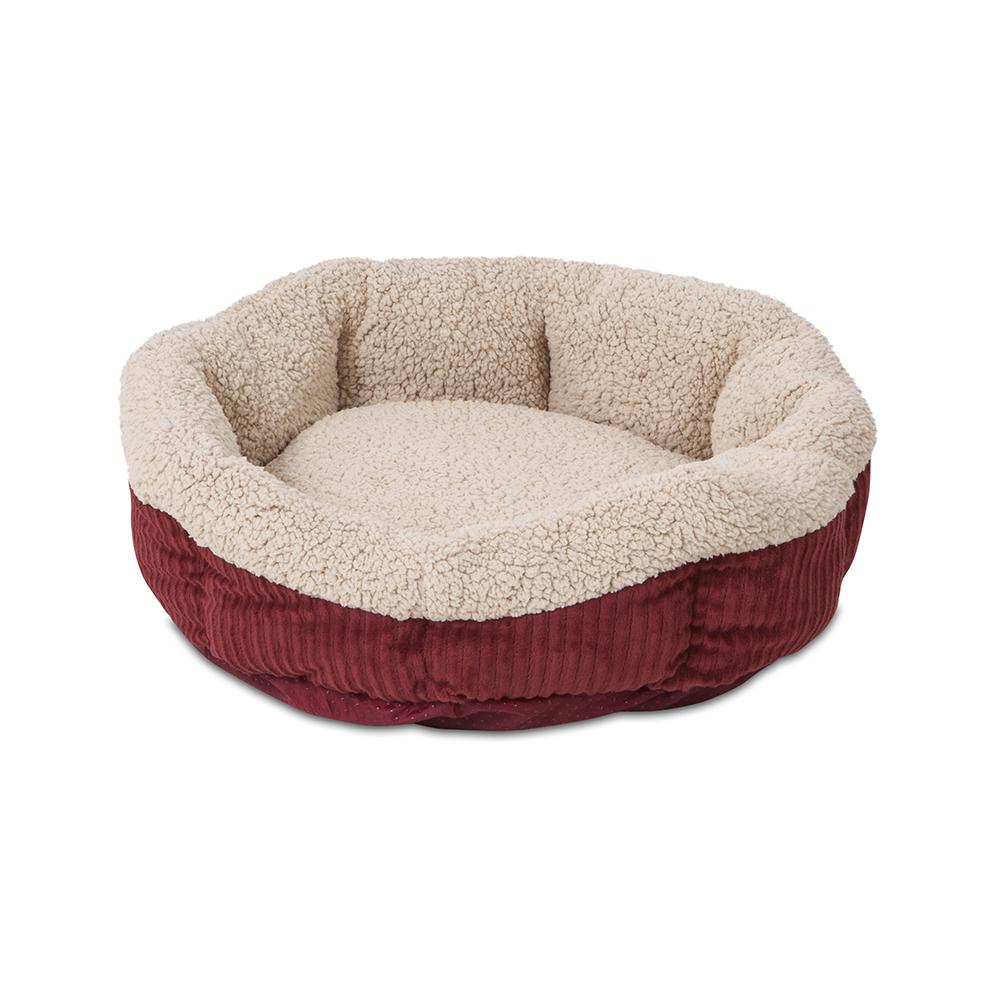 ASPEN PET® SELF-WARMING OVAL LOUNGER BARN RED/CREAM COLOR at Scollar personalized pet marketplace