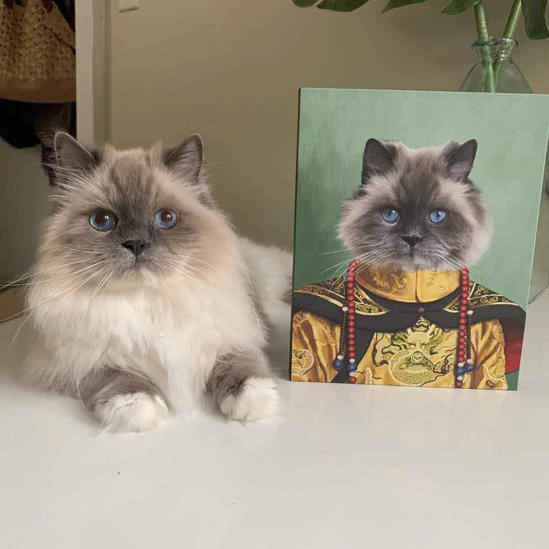 crown and paw cat portrait