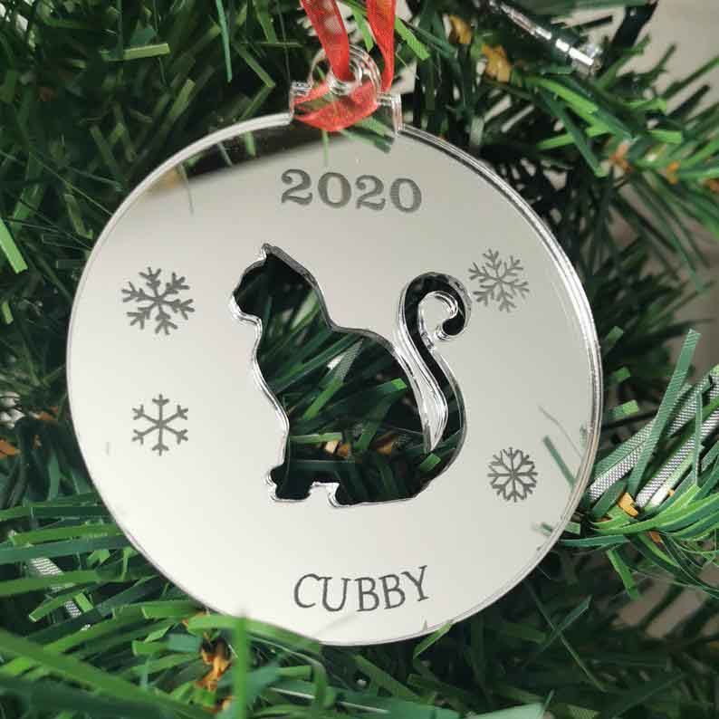 mirrored cat ornament