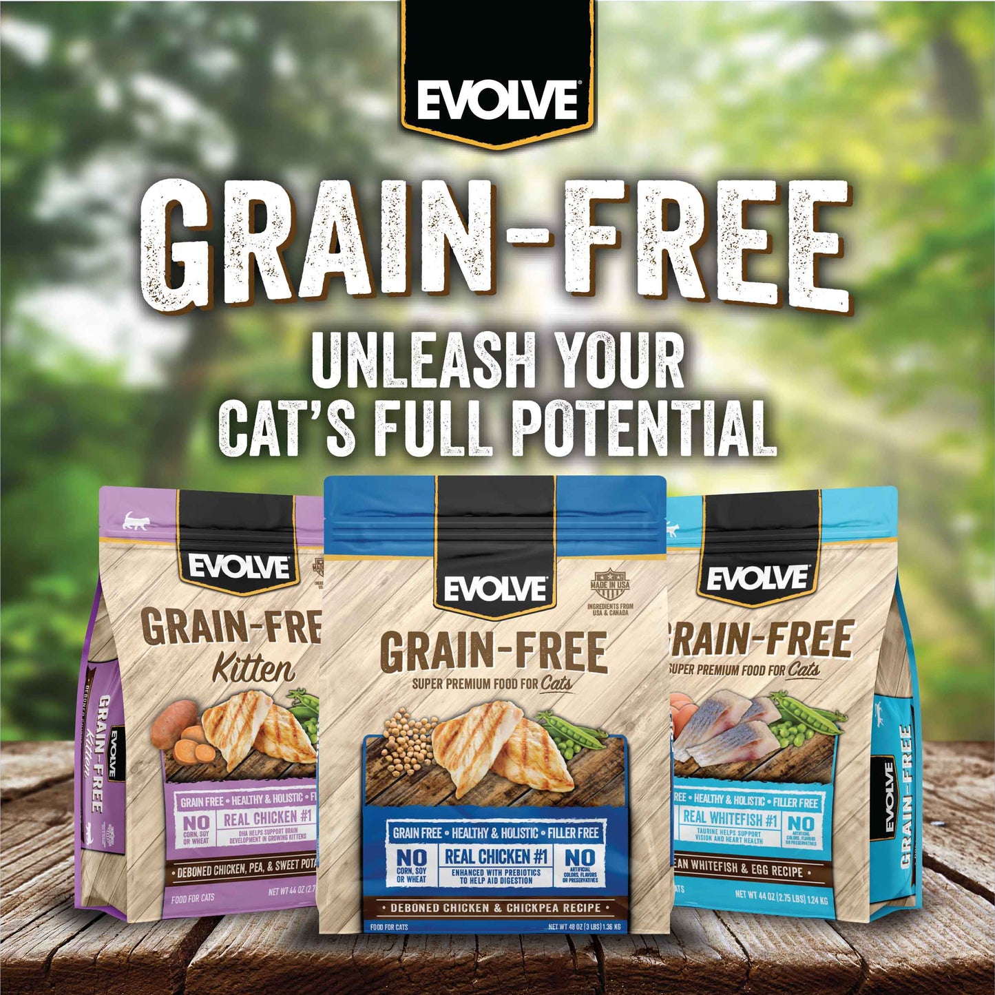 Evolve Grain Free Deboned Chicken & Chickpea Recipe Cat Food 3 lb Bag-7