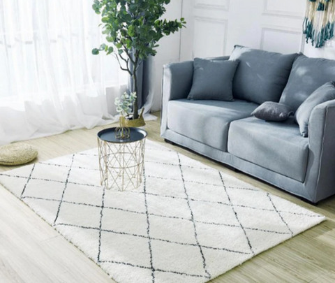 地毯好物推薦-線條黑白客廳臥室床邊地毯
