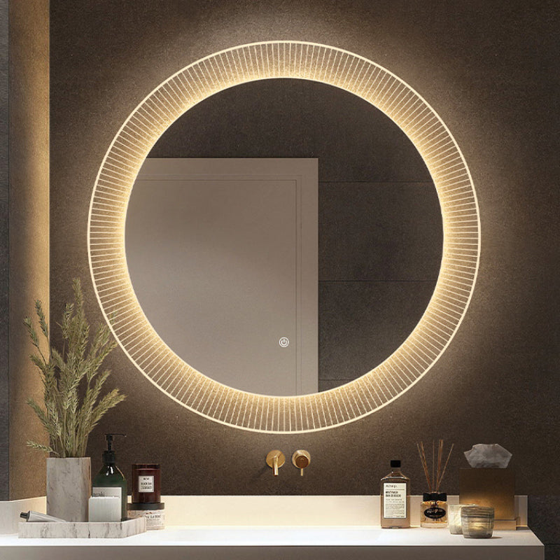 藝術條紋圓形造型燈鏡浴室鏡化妝鏡
