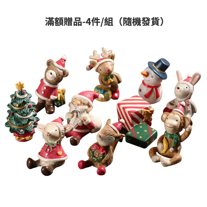 日式zakka雜貨風 聖誕動物公仔 4件/組隨機發貨