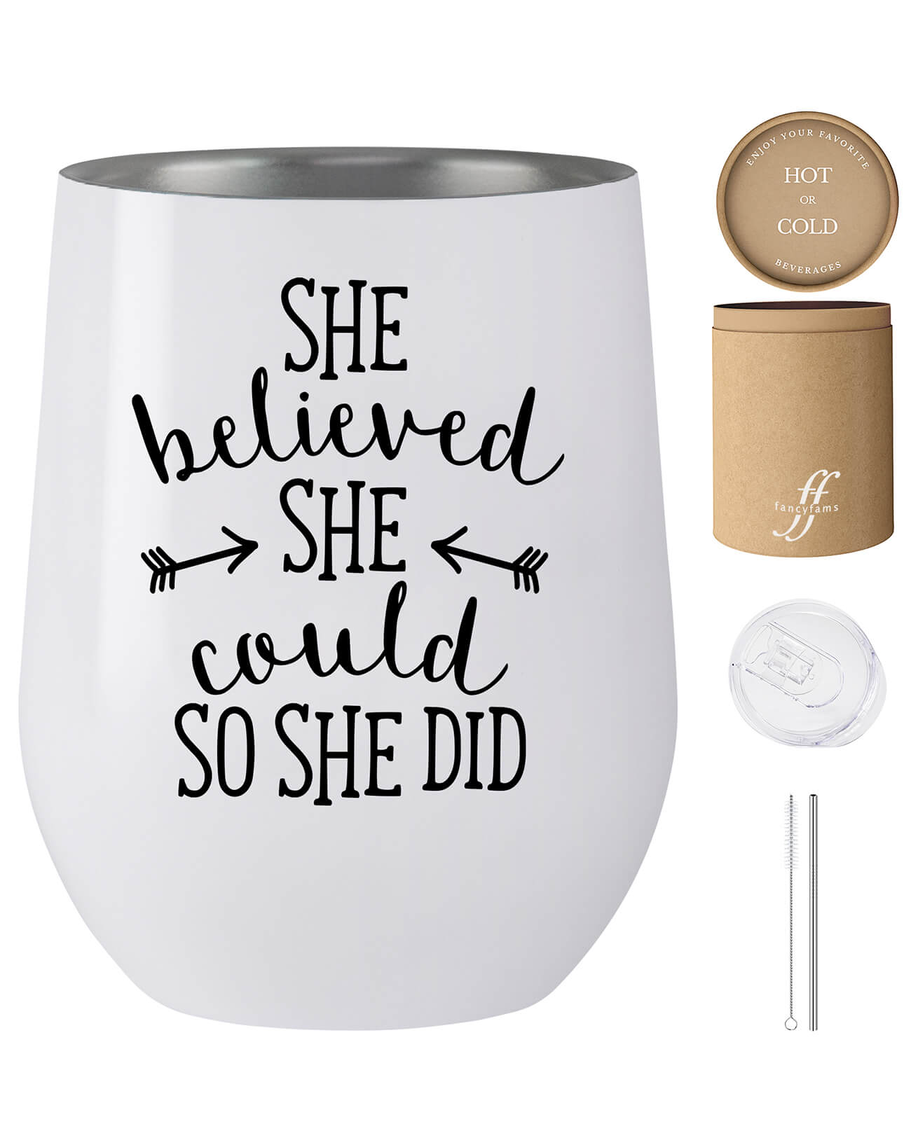 Travel Wine Tumbler - She Believed She Could So She Did