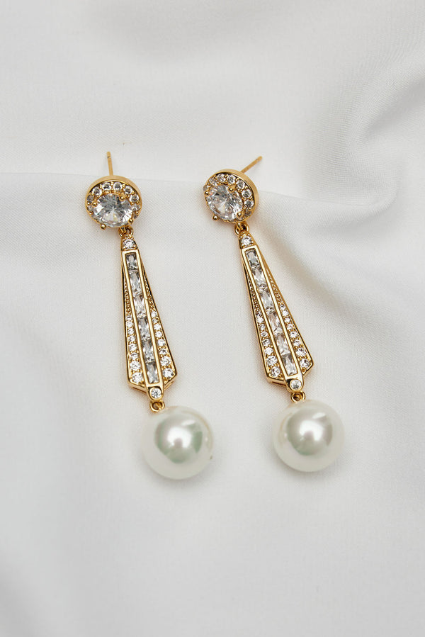 Deco Chandelier Bridal Earrings, Silver Earrings – AMYO Bridal