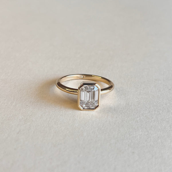 2ct emerald cut moissanite solitaire ring