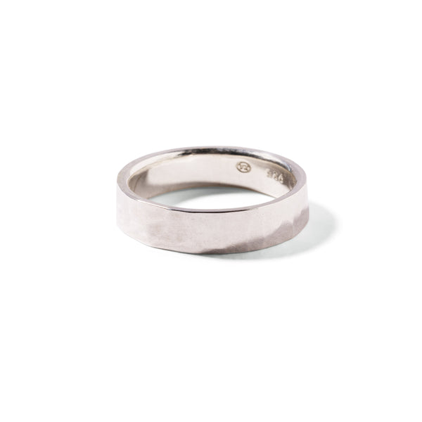 Sterling silver wide Hammered gents flat band-6mm