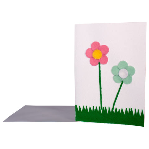 Felt Square flower greetings card
