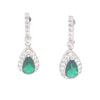 Sterling Silver Pear Shaped Drop Earrings with Green Stone