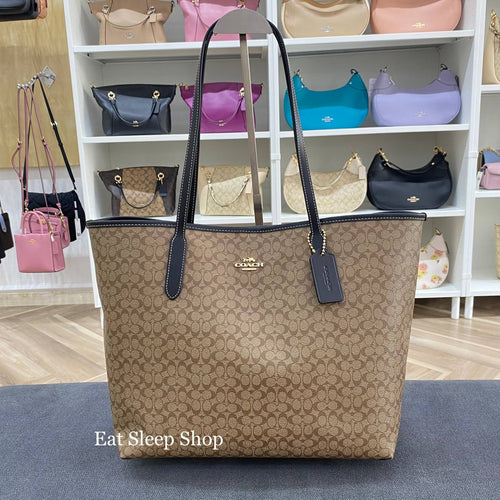 COACH Taylor Signature Logo Canvas Tote Bag