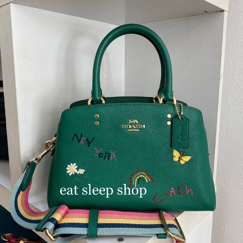 COACH MINI LILLIE CARRYALL WITH DIARY EMBROIDERY C8364 IN IM/GREEN MUL –  eatsleepshop
