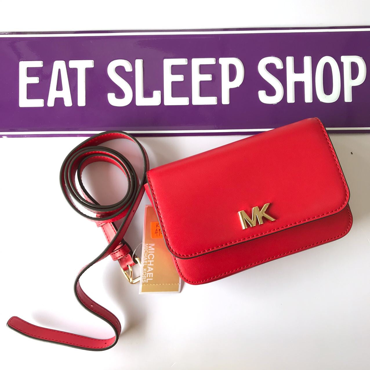 MK MOTT BELT BAG LEATHER IN BRIGHT RED – eatsleepshop