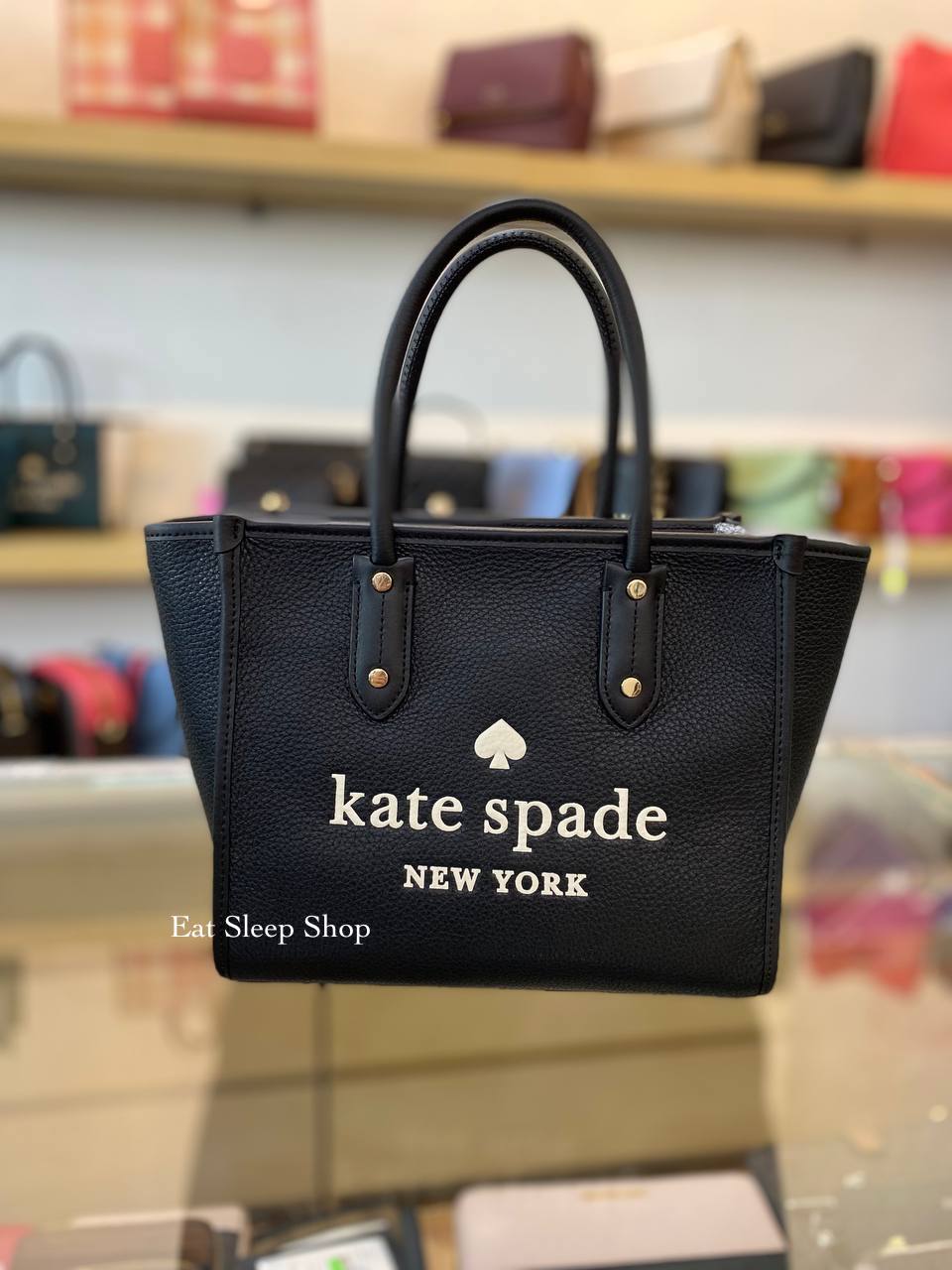 KATE SPADE ELLA SMALL TOTE PEBBLED LEATHER IN BLACK – eatsleepshop