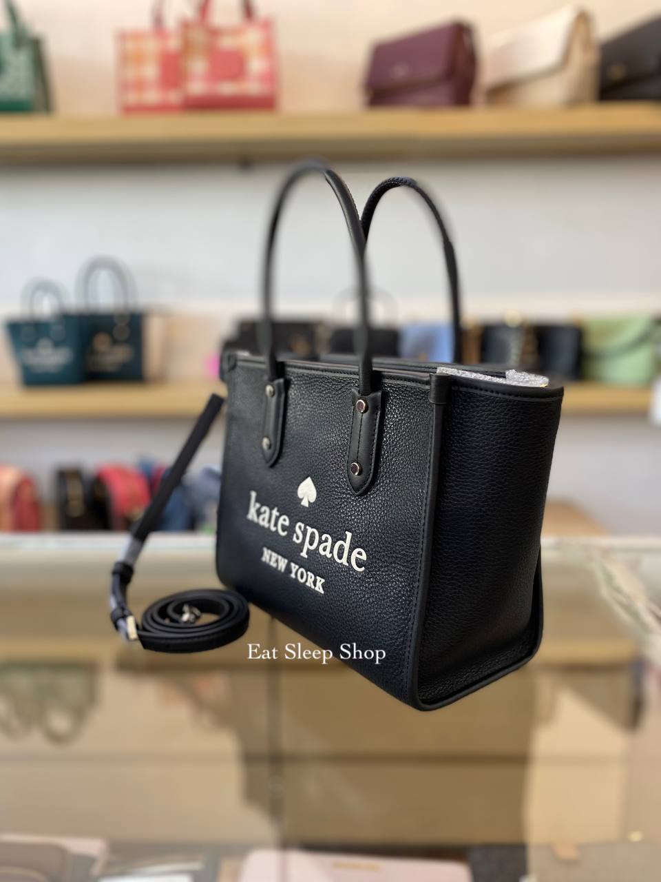 KATE SPADE ELLA SMALL TOTE PEBBLED LEATHER IN BLACK – eatsleepshop