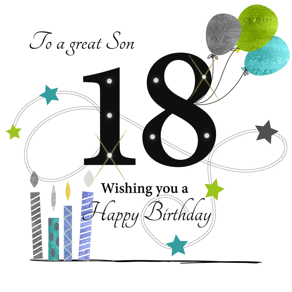 Son Happy 18th Birthday card RUSH DESIGN