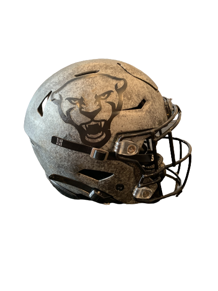 game worn football helmet