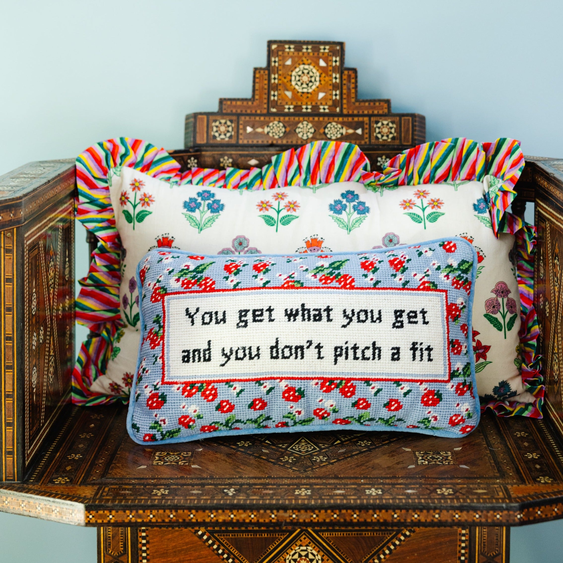 Image of Get What You Get Needlepoint Pillow