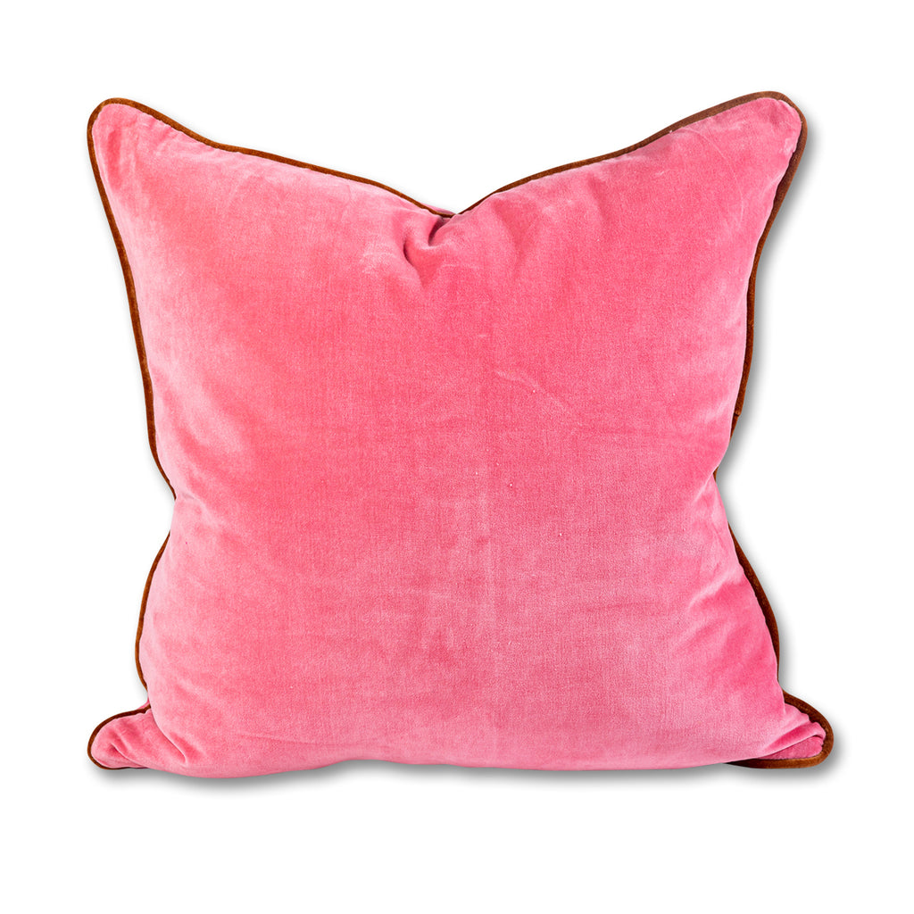 Peach Soft Velour Cushion with Ruffles