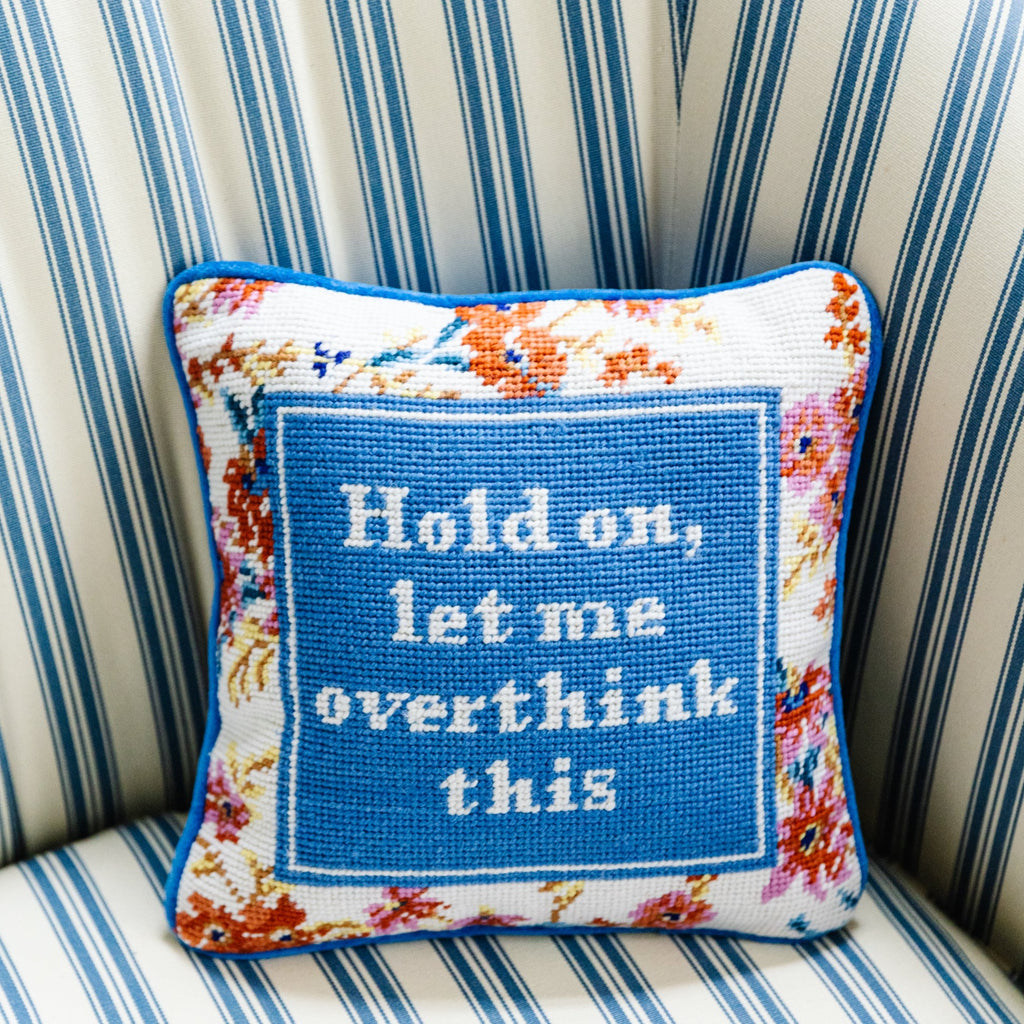 Gossip Needlepoint Pillow– Blue Print