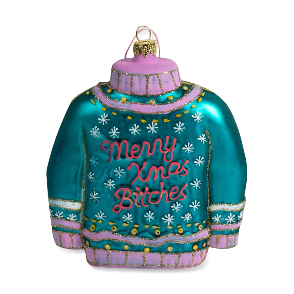 Merry Xmas Bitches Ornament - Teal