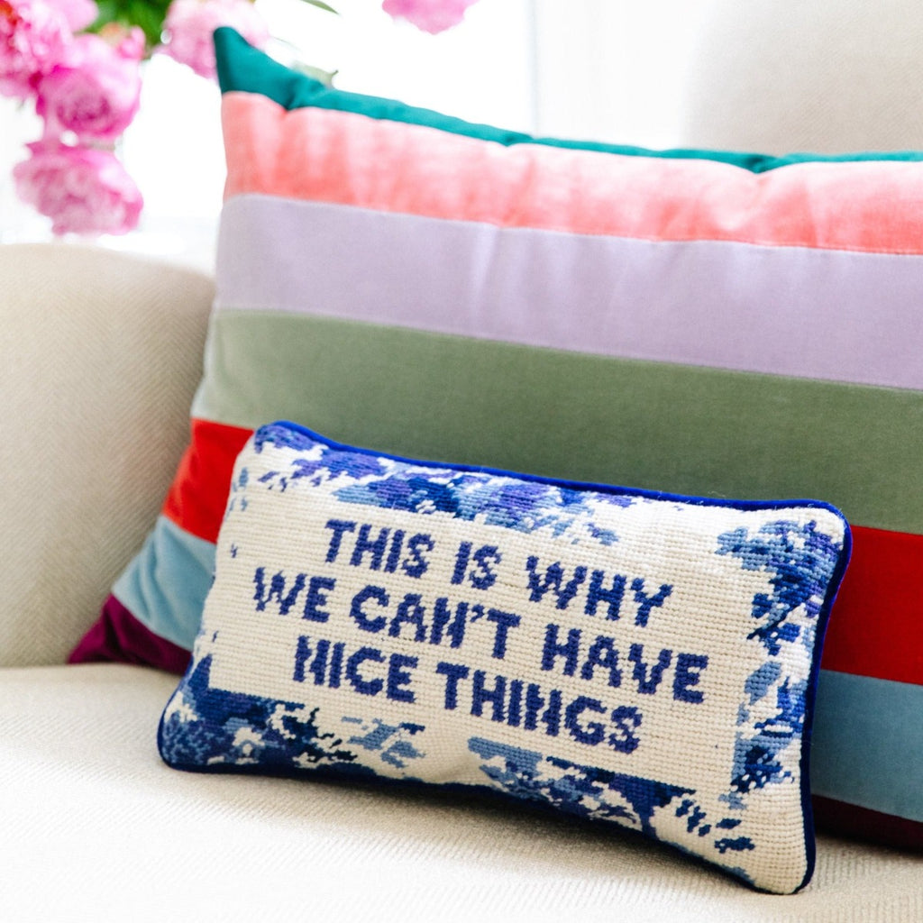 Furbish Overthink Needlepoint Pillow