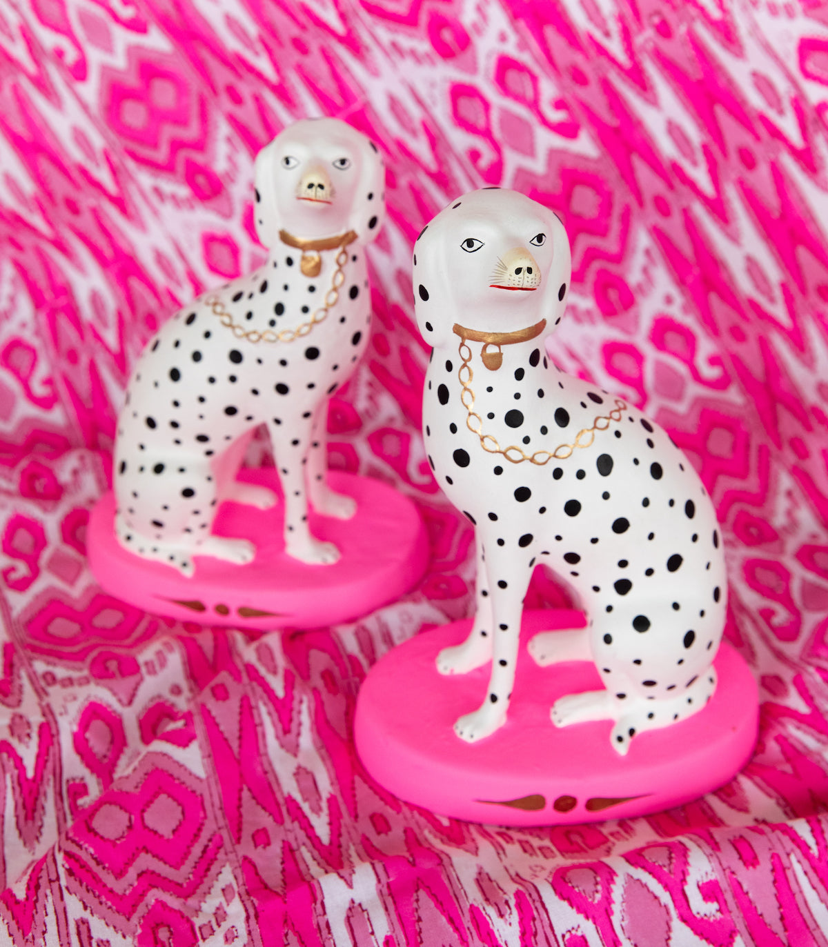 Dalmatian Duo Bookends - Neon Pink