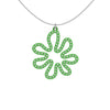 MATISSE.cutout  CORAL pendant  STYLE:  2  with sterling silver studs along shape  COLOR:  grass green    MATERIAL:  3D printed Nylon  ARTIST:  Ree Gallagher, USA