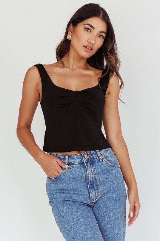 Trisica - Lace Trim Satin Cropped Camisole Top