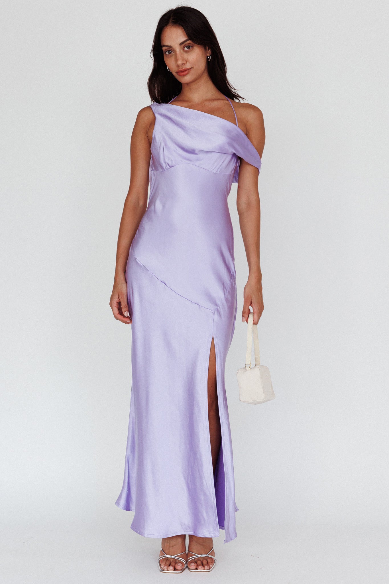 Etienne Off-Shoulder Halter Midi Dress Lilac - Image 5