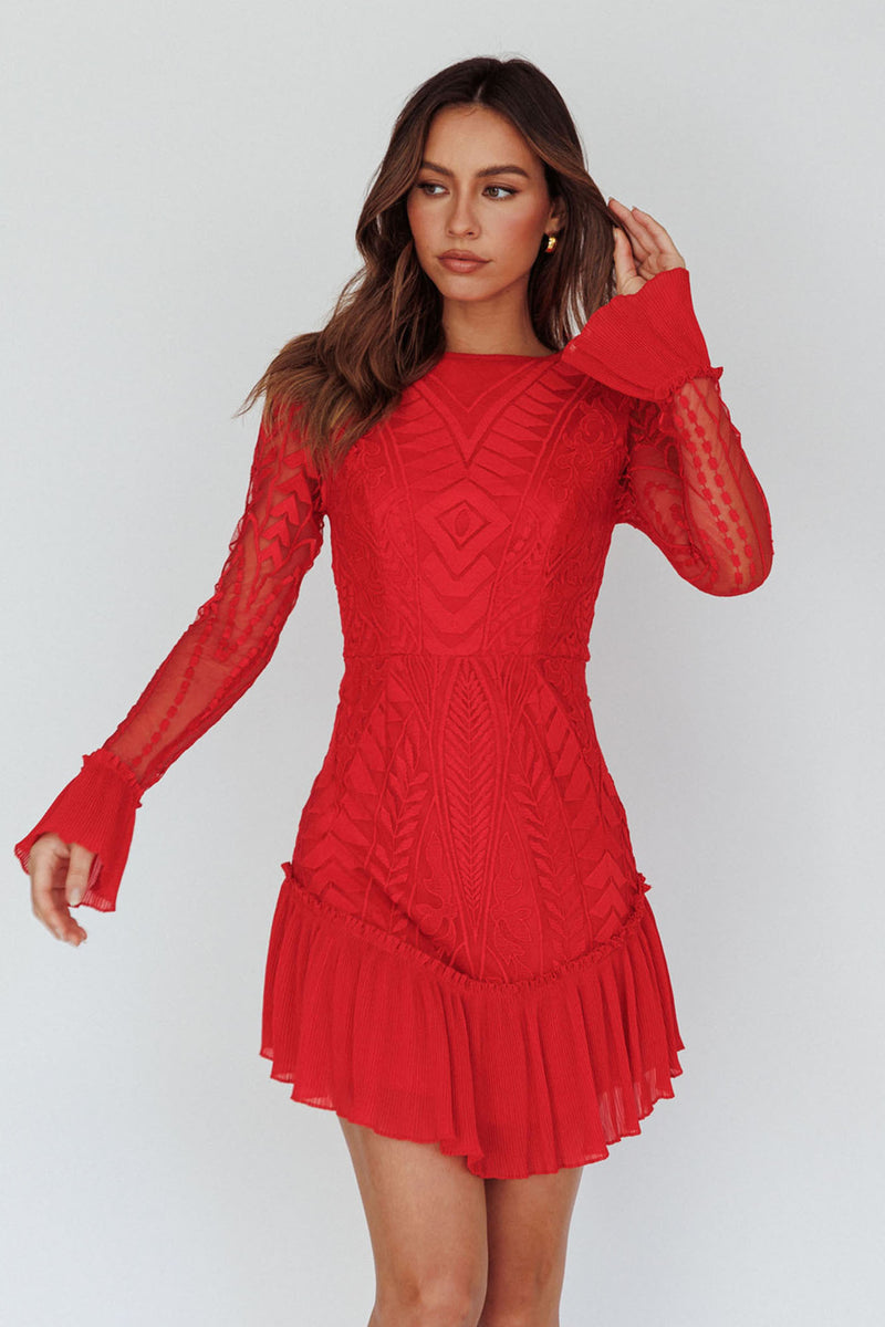 Shop the Dreamy Long Sleeve Mini Dress Red | Selfie Leslie