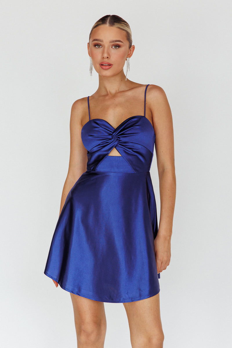 Shop the Cozumel Twist Bust Mini Dress Midnight Blue | Selfie Leslie