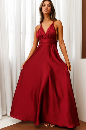 Shop the Ariana Multiway Maxi Dress Wine | Selfie Leslie