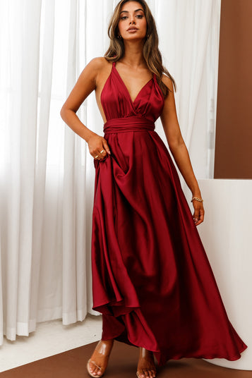 Shop the Ariana Multiway Maxi Dress Wine | Selfie Leslie