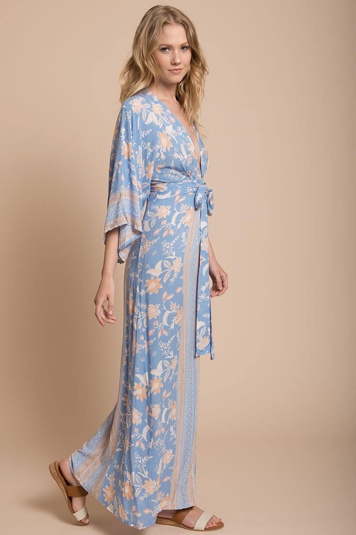 Shop the Kira Kimono Maxi Dress Blue | Selfie Leslie