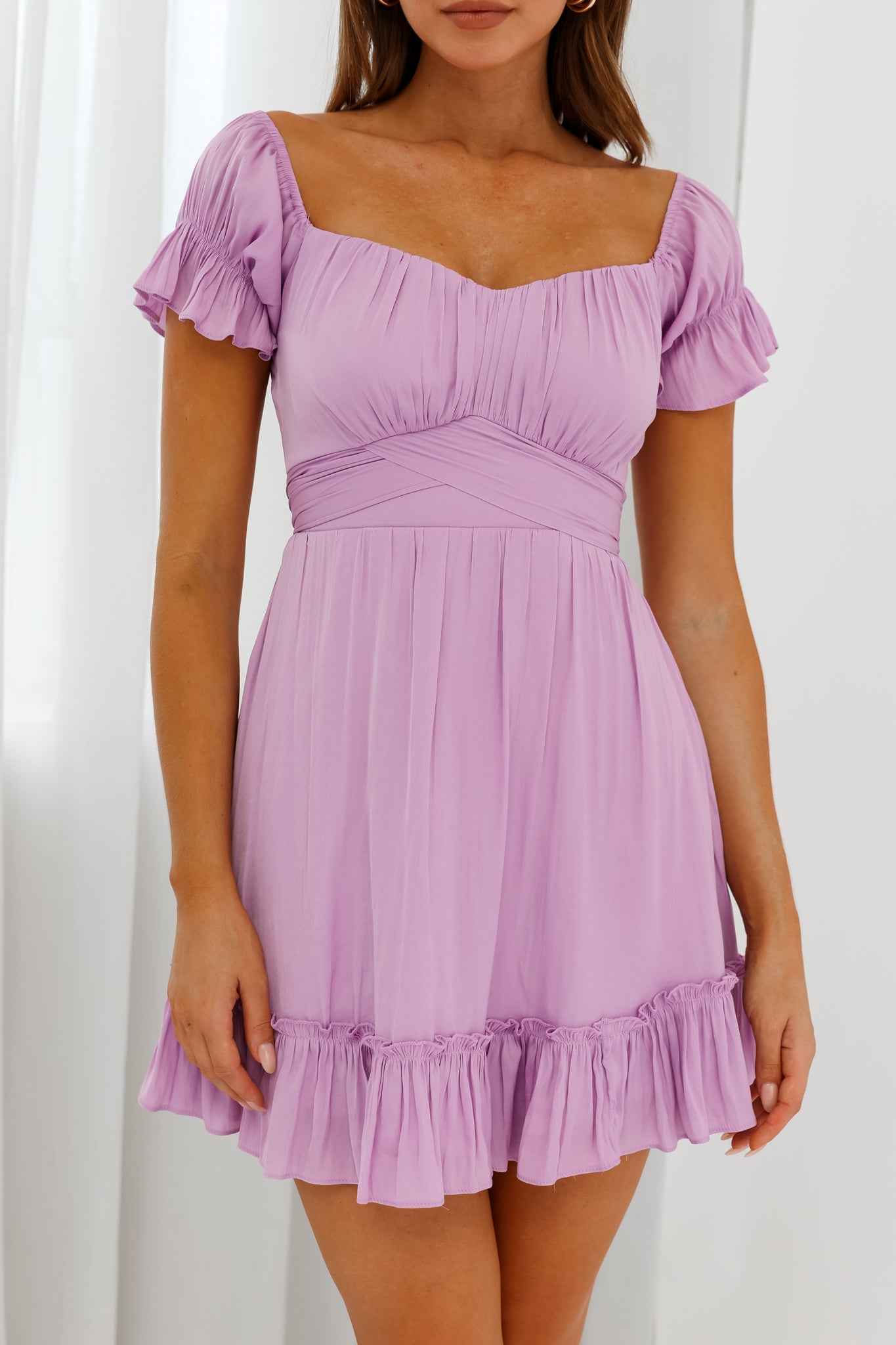 Shop The Linka Off Shoulder Tie Back Dress Lilac Selfie Leslie 2051