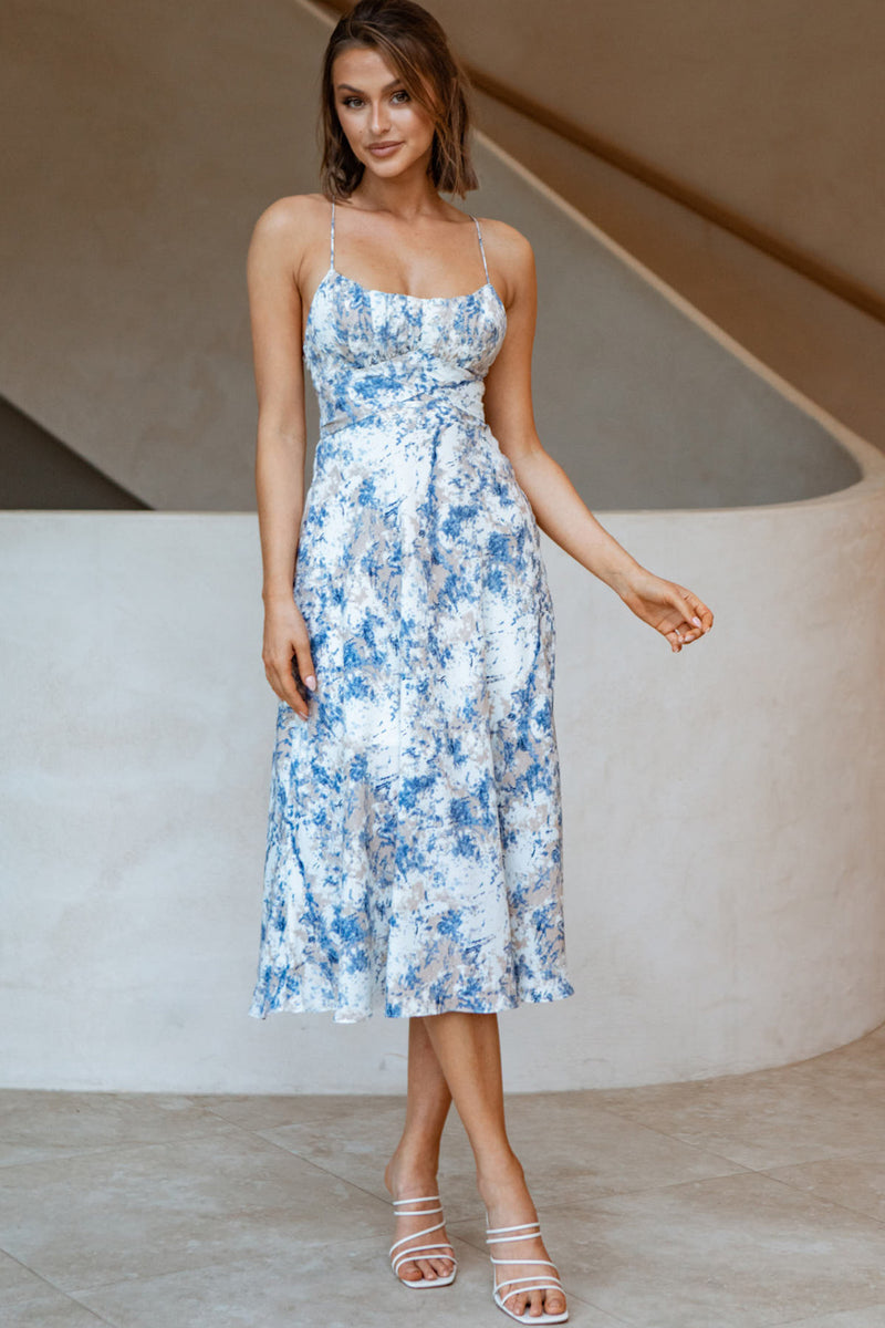 Shop the Linka Cami Strap Midi Dress Marble Print Blue | Selfie Leslie