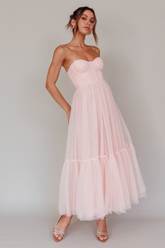 Birthday Belle Pink Champagne High Low Layered Tulle Party Dress