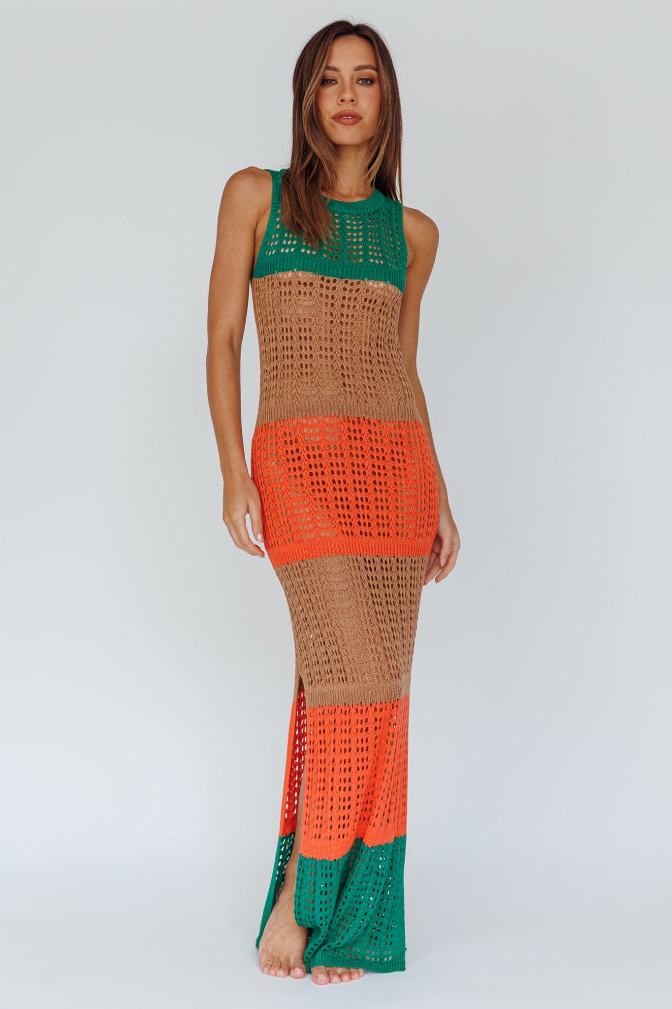 Shop the Wild Thing Crochet Maxi Dress Green | Selfie Leslie