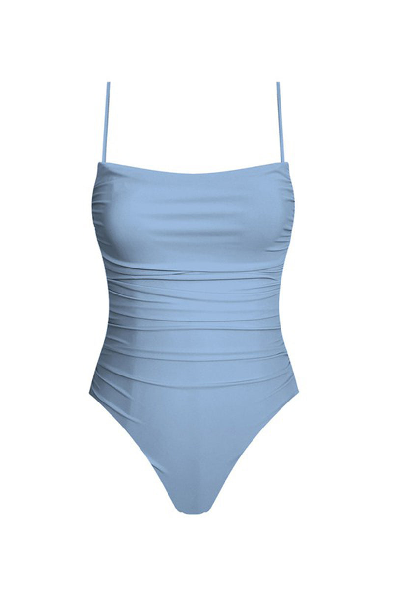 Shop the Isla Ruched One Piece Swimsuit Baby Blue | Selfie Leslie