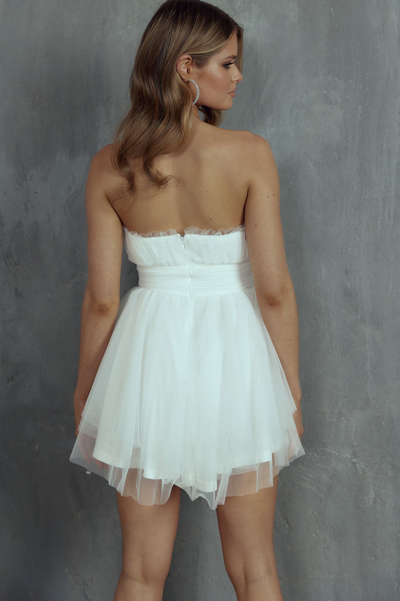 Shop The Fayette Strapless Mesh Mini Dress White Selfie Leslie 8683