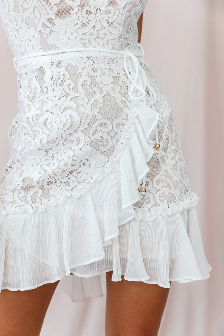 Shop the Banksia Lace Bandeau Wrap Dress White | Selfie Leslie