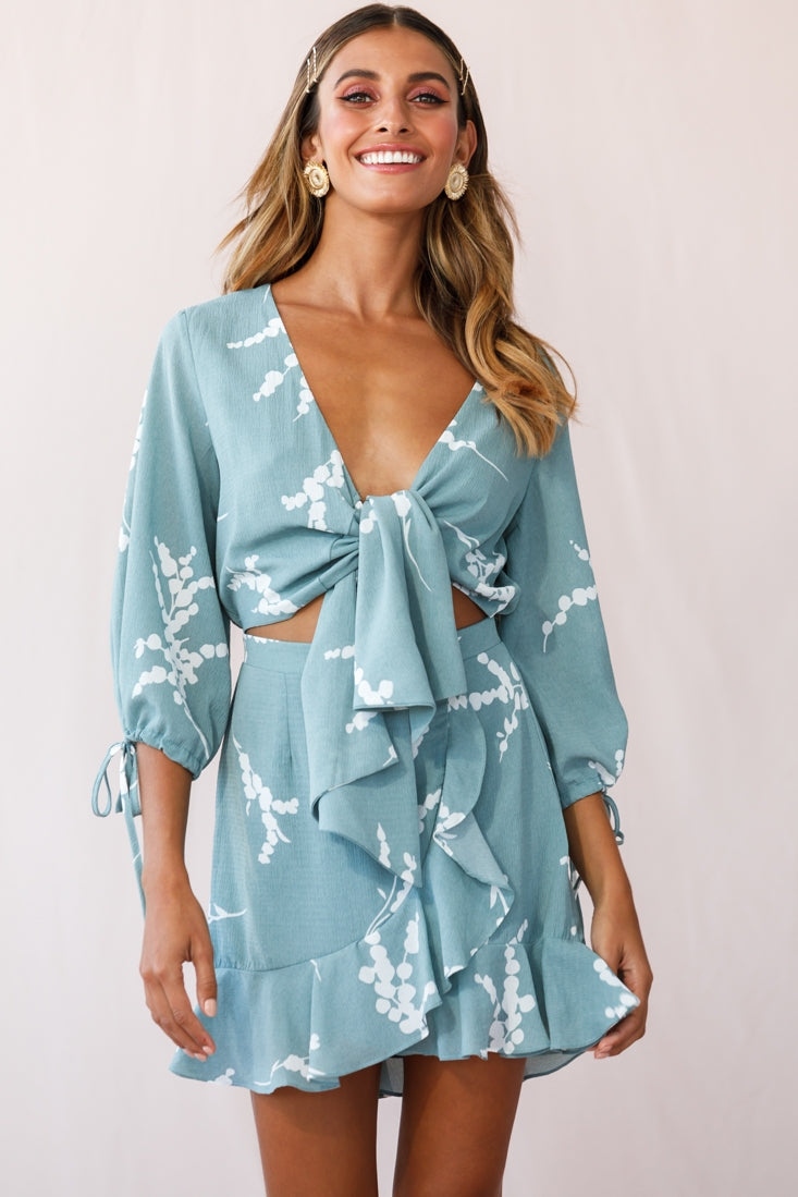 Shop the Stavroulla Tie-Front Three Quarter Sleeve Dress Sage | Selfie ...