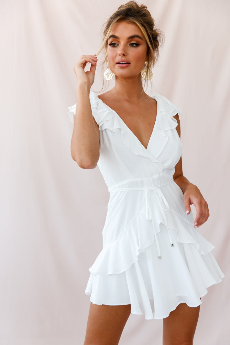 Shop the Jodi Ruffle Strap Tie-Back Dress White | Selfie Leslie