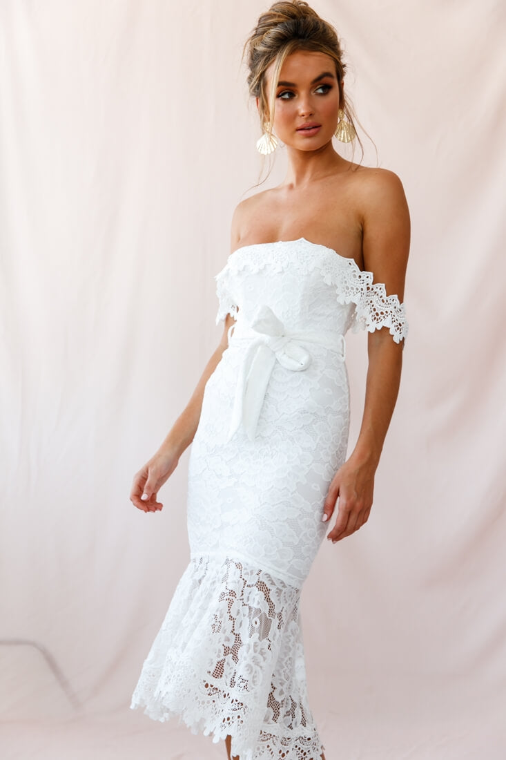 Shop the Patience Lace Bodycon Midi Dress White | Selfie Leslie