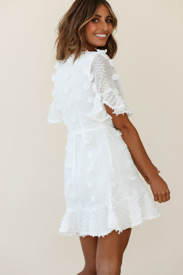 Shop the Chai Angel Sleeve Embellished Wrap Dress White | Selfie Leslie