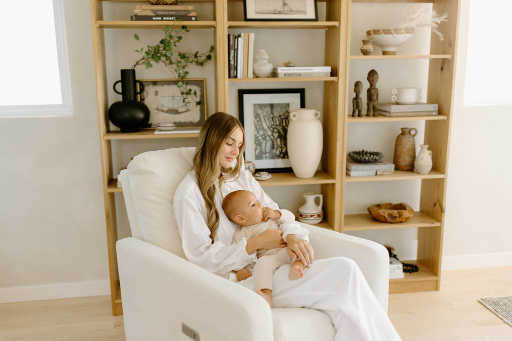 woman and baby in Drew recliner