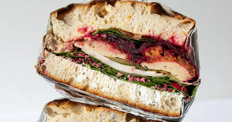 Picnic sandwiches with raspberry honey mustard - brunch recipes with honey